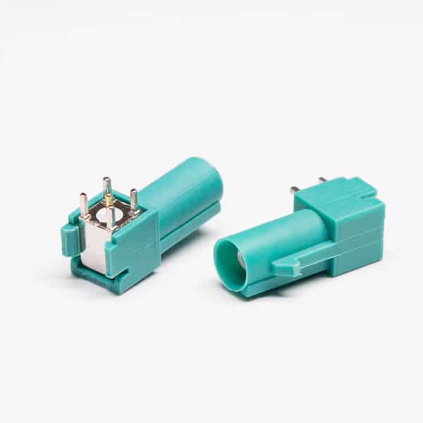 FAKRA射頻連接器E型綠色公針插座焊接PCB板穿孔式 FAKRA射頻連接器E型綠色公針插座焊接PCB板穿孔式